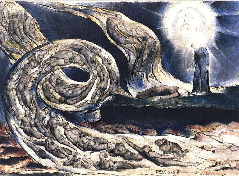 William Blake The Lovers' Whirlwind, Francesca da Rimini and Paolo Malatesta Spain oil painting art